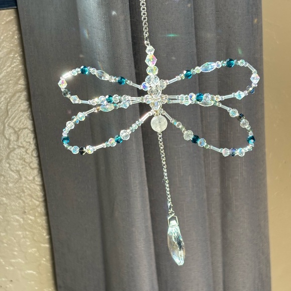 Crystal Beaded Dragonfly Suncatcher. - Picture 3 of 11